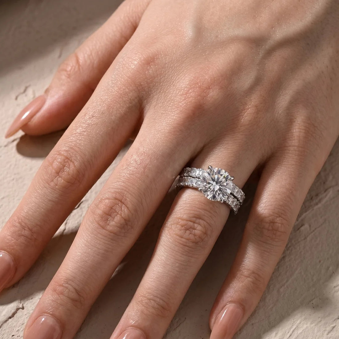 Round Cut 2PC Elegant Wedding Ring Set