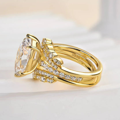 Marquise Cut Insert Wedding Ring Set