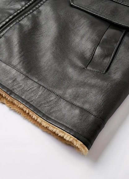 Zarino's warming leather vest with zipper