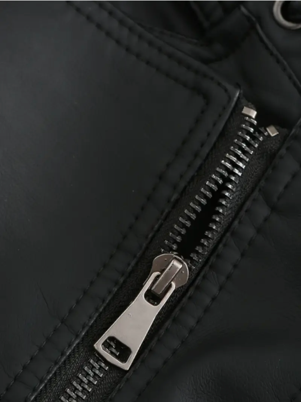 Elegant women's leather jacket with stand-up collar