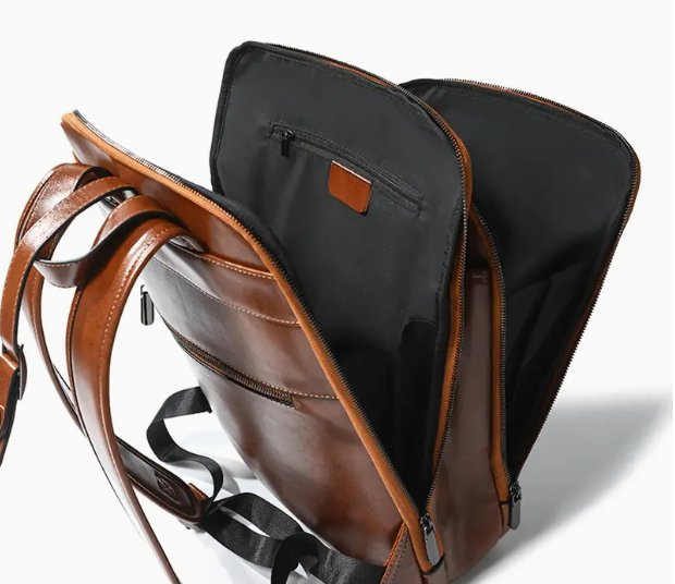 Vintage Travel Leather Backpack with Laptop Compartment