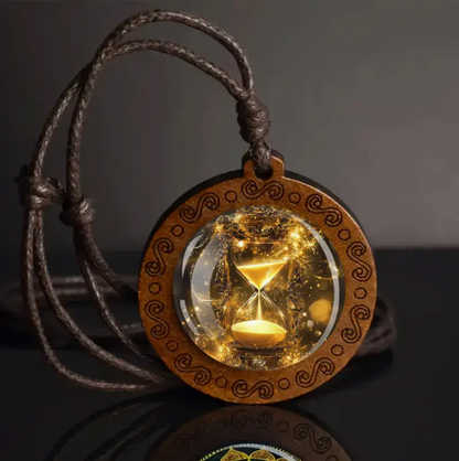 Hourglass necklace with more adjustable leather strap