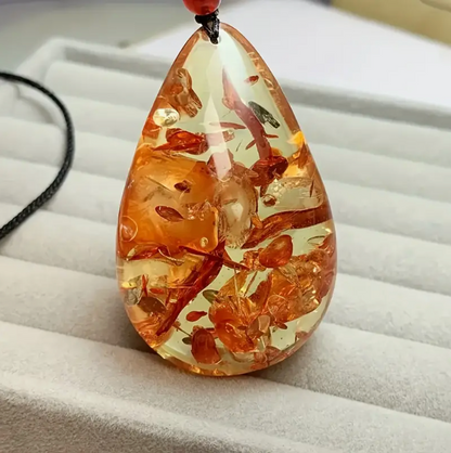 Amber Drop Necklace with more adjustable leather strap