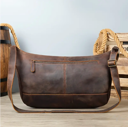 Zarino's Leather Chest Bag, Casual Shoulder Bag with Adjustable Strap