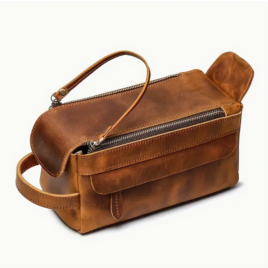 Leather toiletry bag