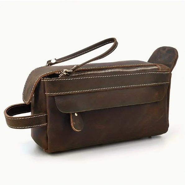 Leather toiletry bag