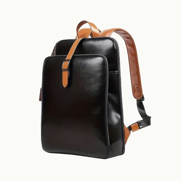 Vintage Travel Leather Backpack with Laptop Compartment