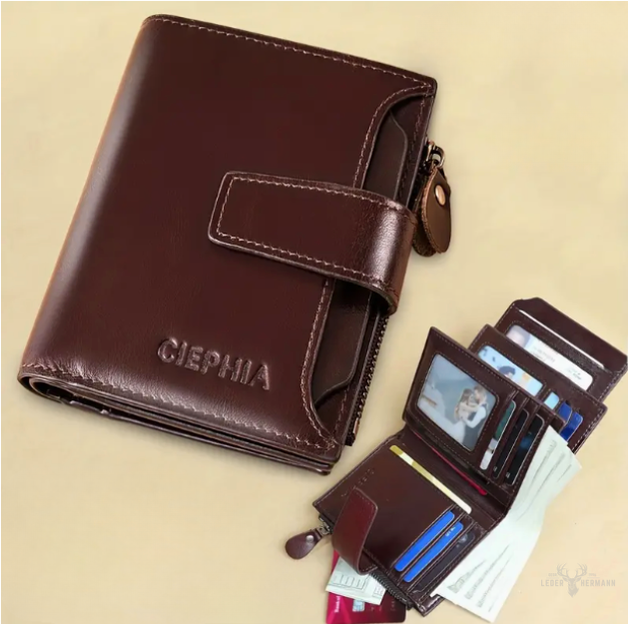 Leather RFID wallet for safe everyday protection with buckle