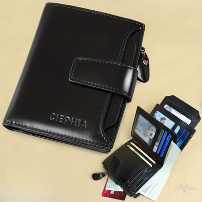 Leather RFID wallet for safe everyday protection with buckle