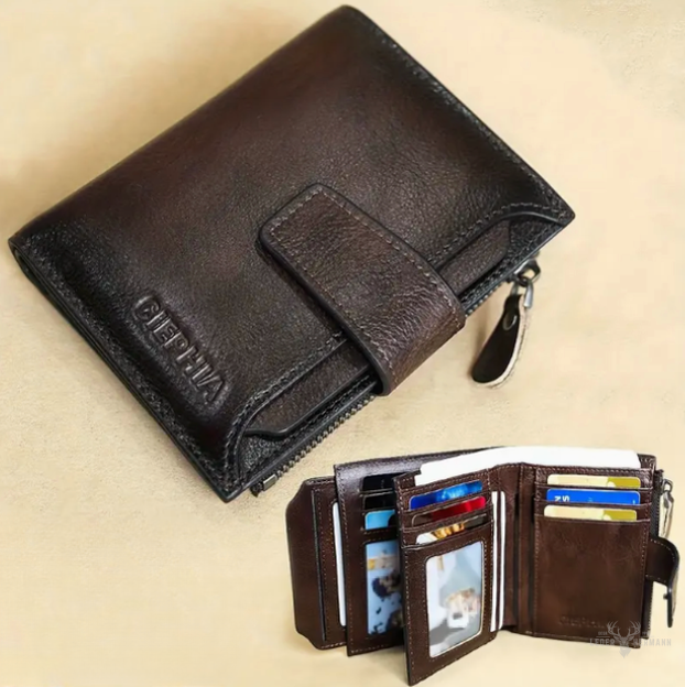 Leather RFID wallet for safe everyday protection with buckle