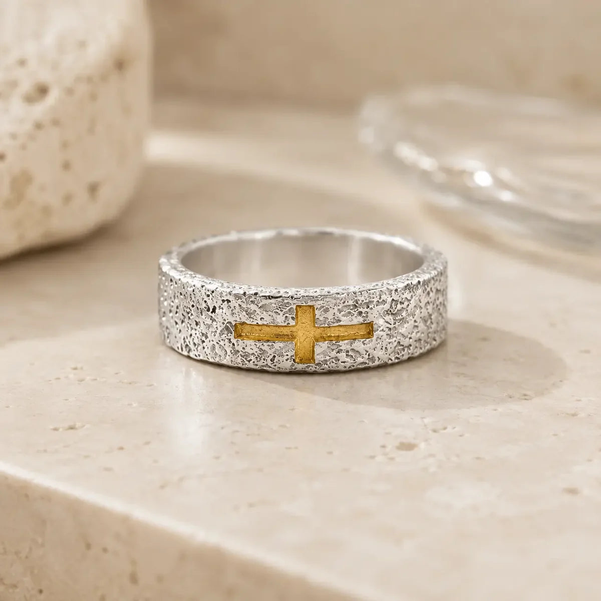 Boho Rock Band Cross Ring