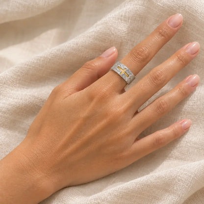 Boho Rock Band Cross Ring
