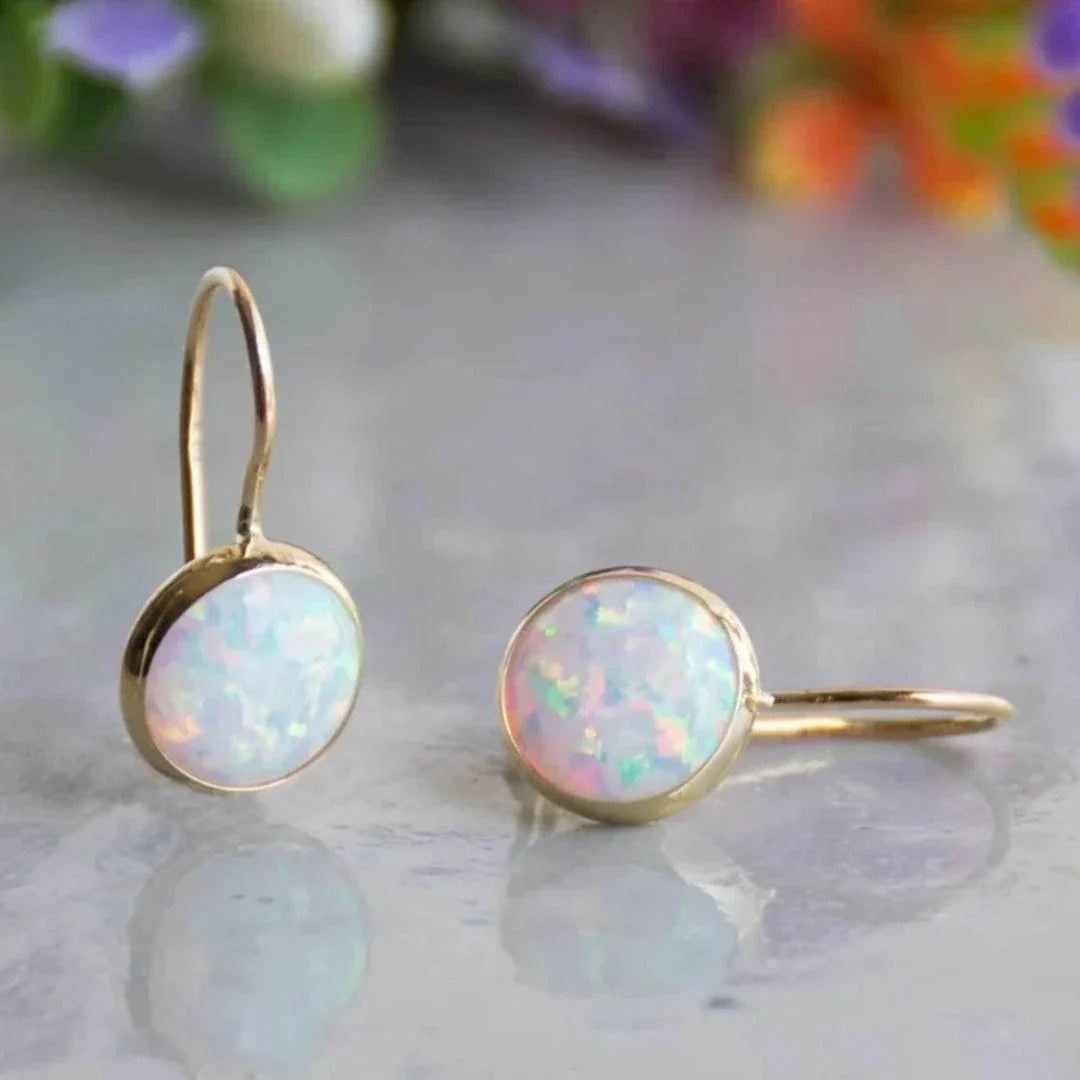 Timeless Gold Plated White Opal Earrings