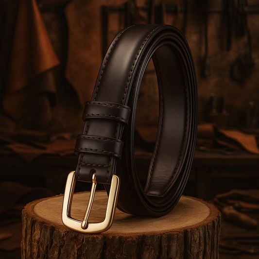 Zarino's Women's Leather Belt Elegant & Narrow | Dark Brown