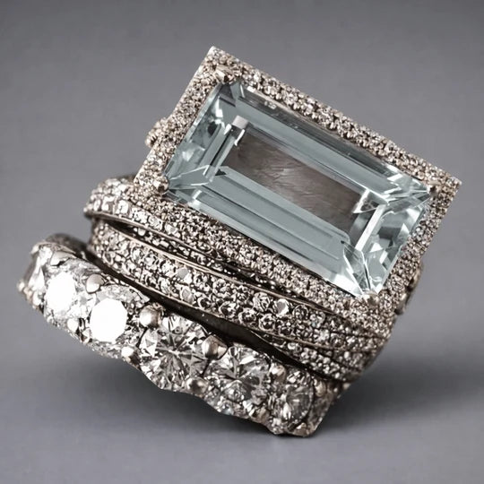 Vintage Turquoise Glass Stackable Ring Set