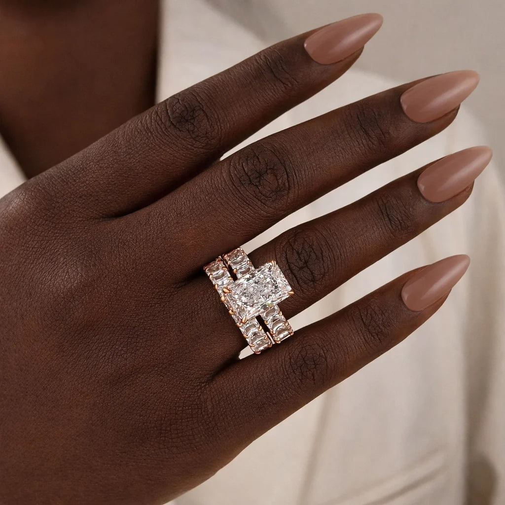 Radiant Cut Engagement Ring Set