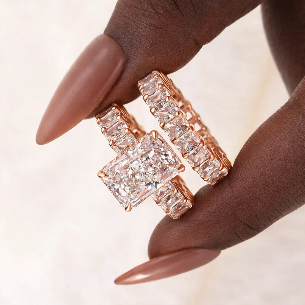 Radiant Cut Engagement Ring Set