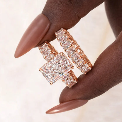 Radiant Cut Engagement Ring Set
