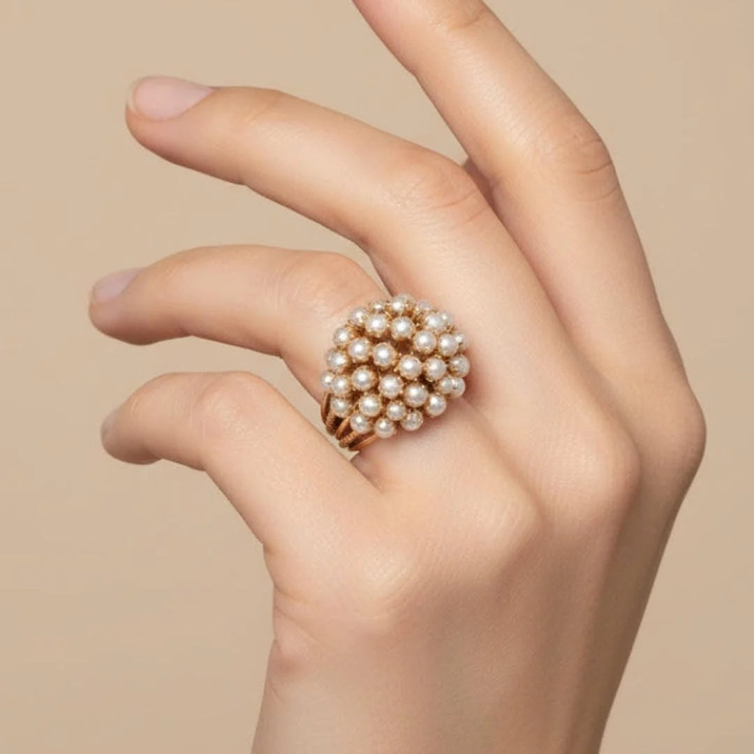 Handmade Inlaid Pearls Ring