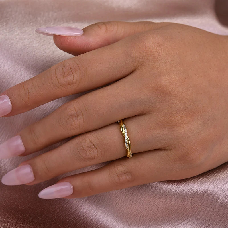 Moissanite Twist Eternity Wedding Ring