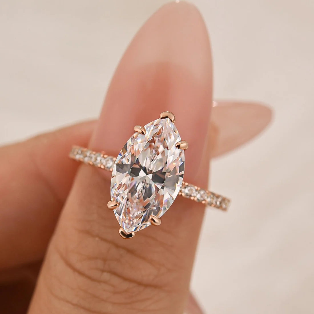 Marquise Cut Half Eternity Engagement Ring