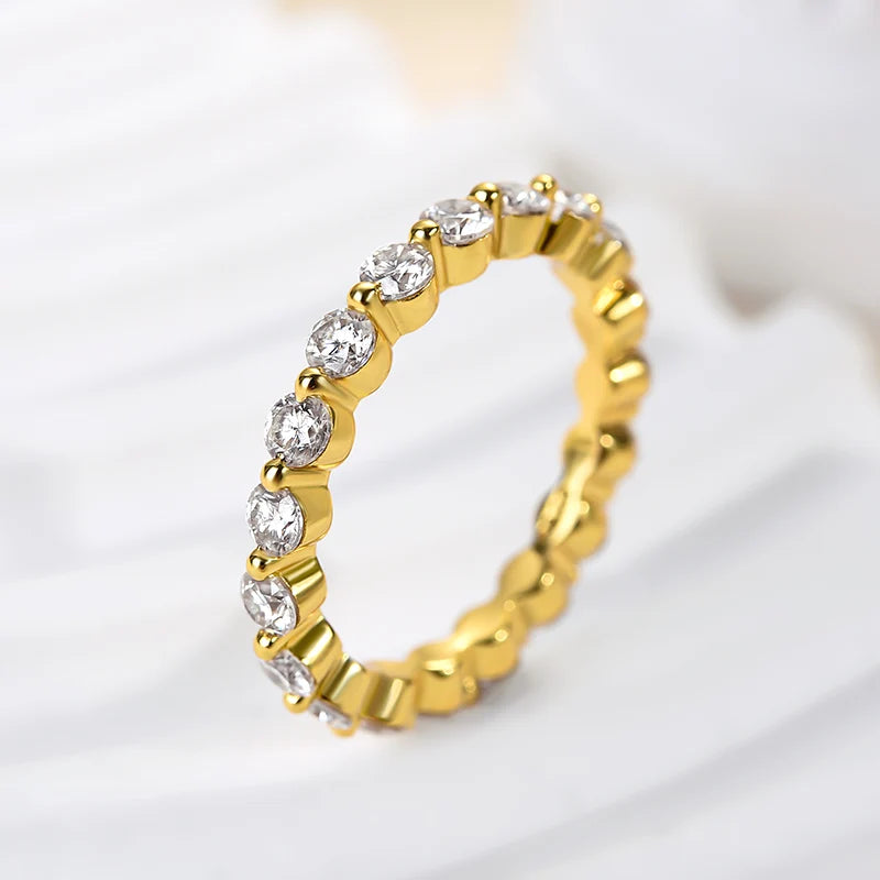Moissanite Round Cut Eternity Wedding Band Ring