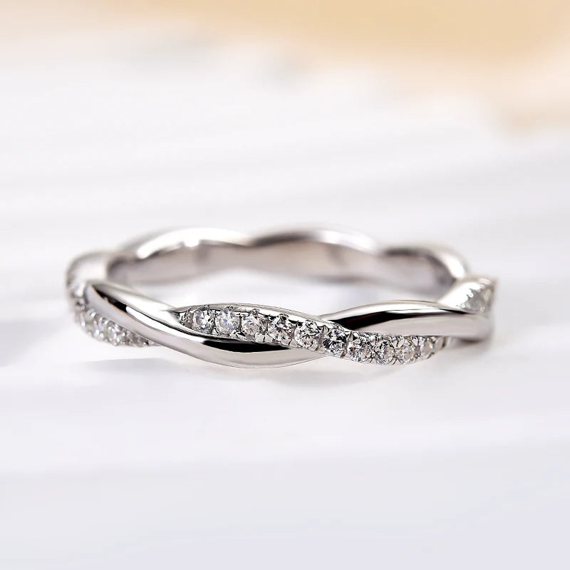Moissanite Twist Eternity Wedding Ring
