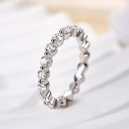 Moissanite Round Cut Eternity Wedding Band Ring