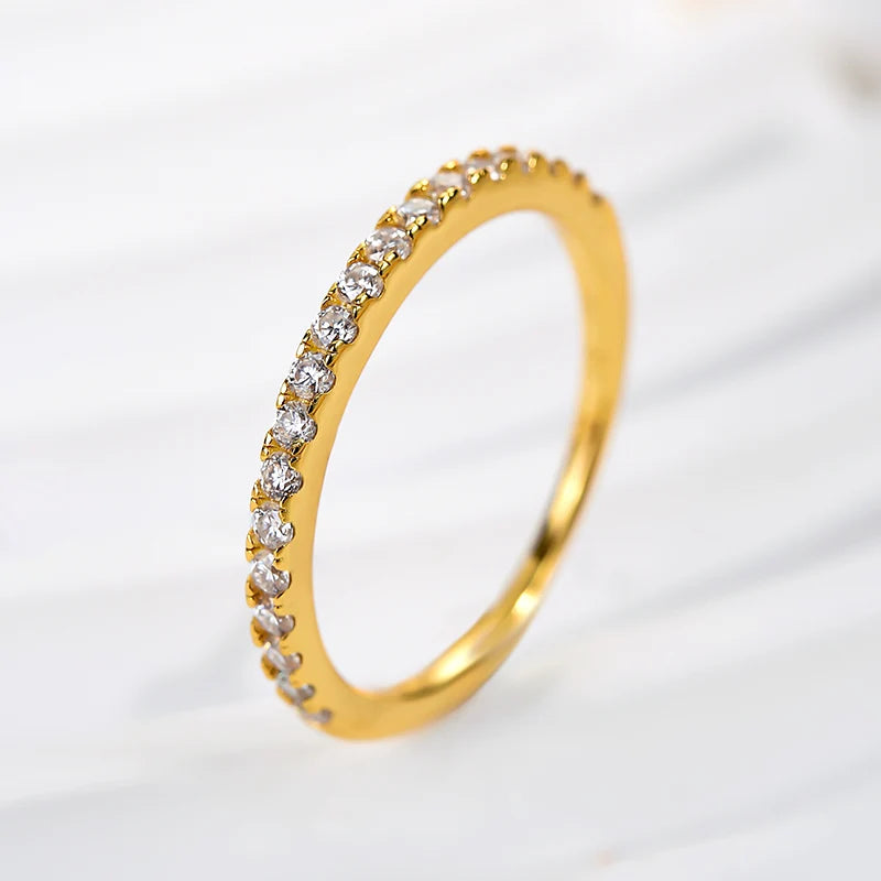 Round Cut Half Eternity Thin Wedding Ring