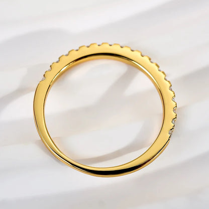 Round Cut Half Eternity Thin Wedding Ring