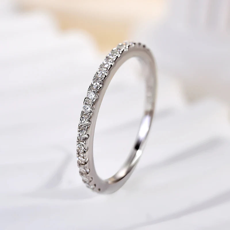 Round Cut Half Eternity Thin Wedding Ring
