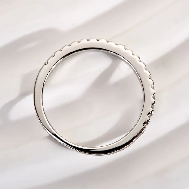 Round Cut Half Eternity Thin Wedding Ring