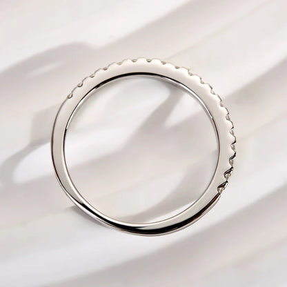 Round Cut Half Eternity Thin Wedding Ring