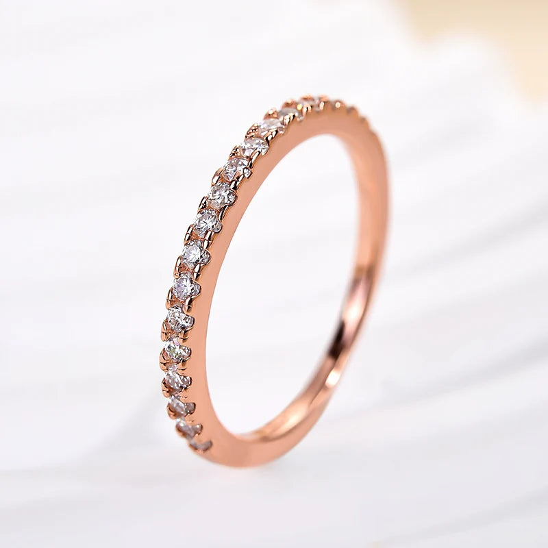 Round Cut Half Eternity Thin Wedding Ring