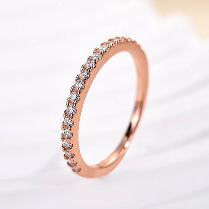 Round Cut Half Eternity Thin Wedding Ring