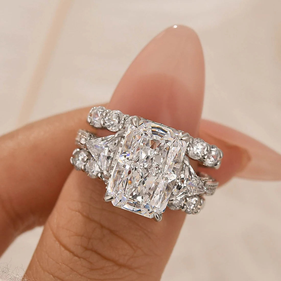 Radiant Cut 3PC Wedding Ring Set