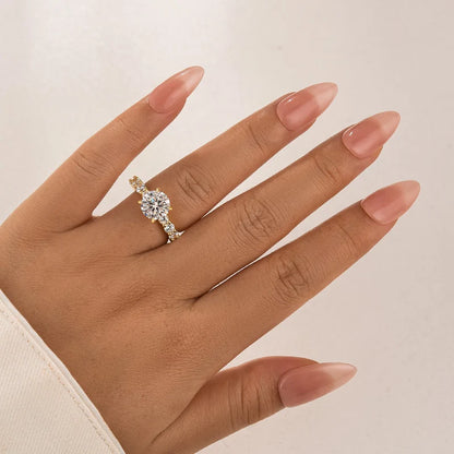 Moissanite Round Cut Engagement Ring