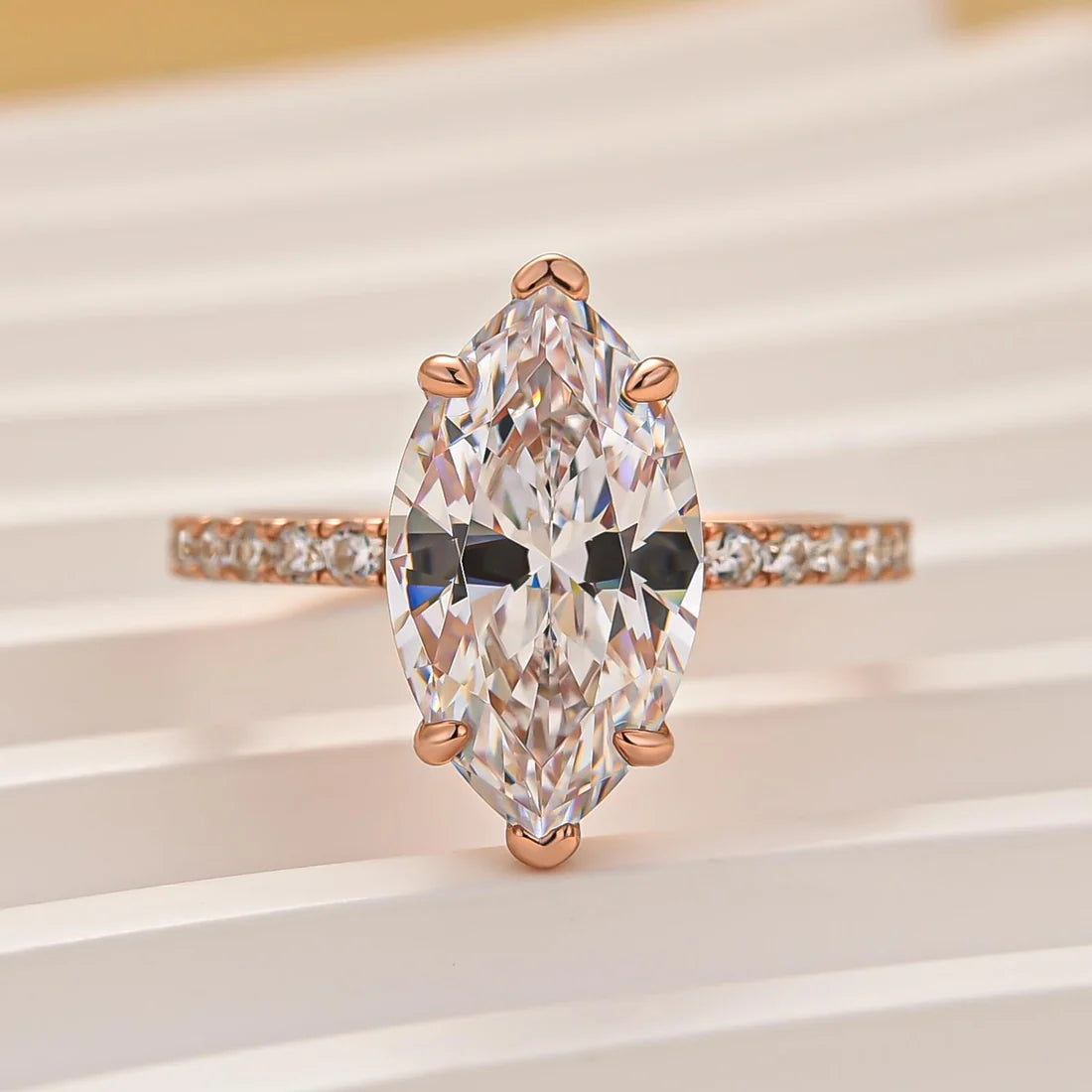 Marquise Cut Half Eternity Engagement Ring