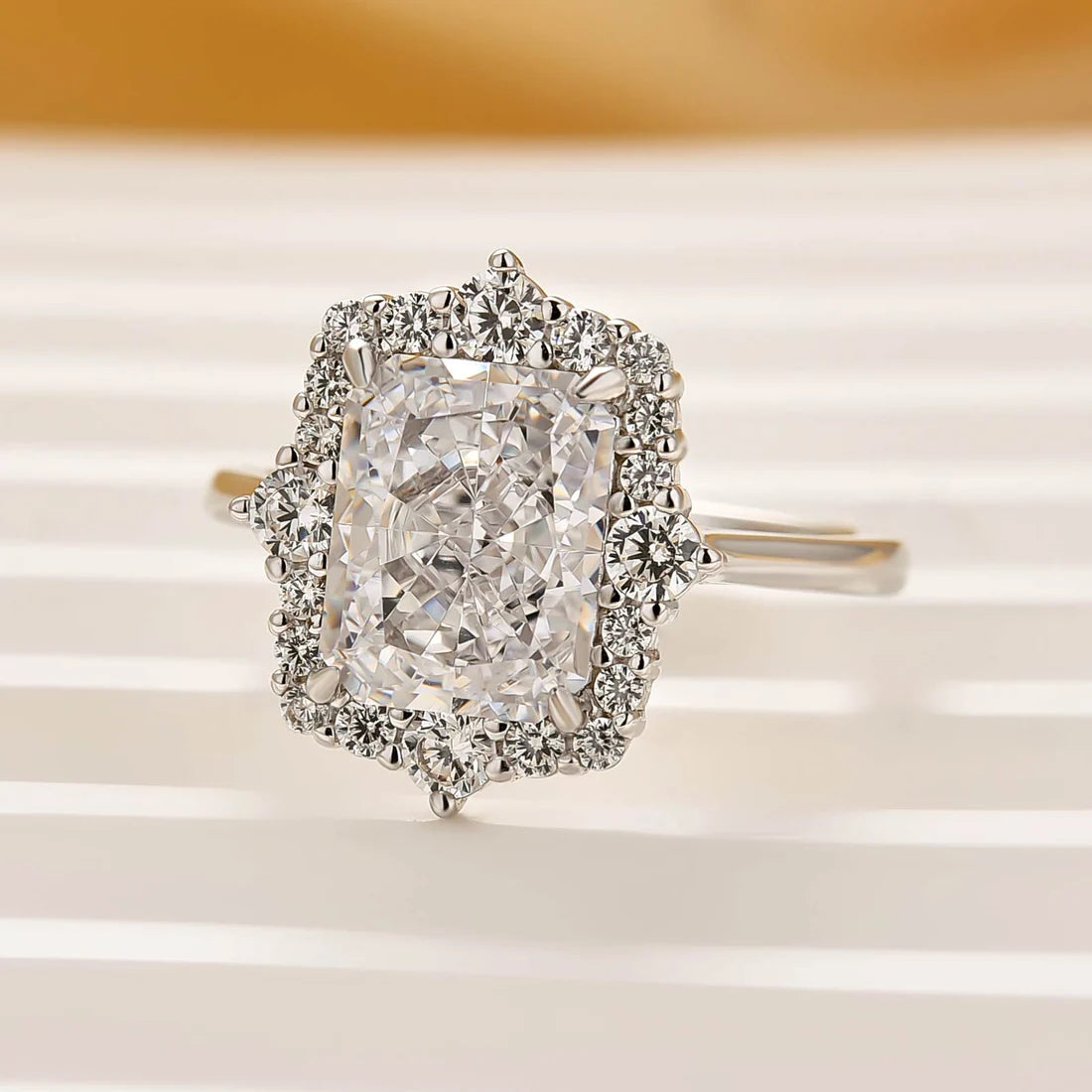 Three Stone Radiant Cut Wedding Set