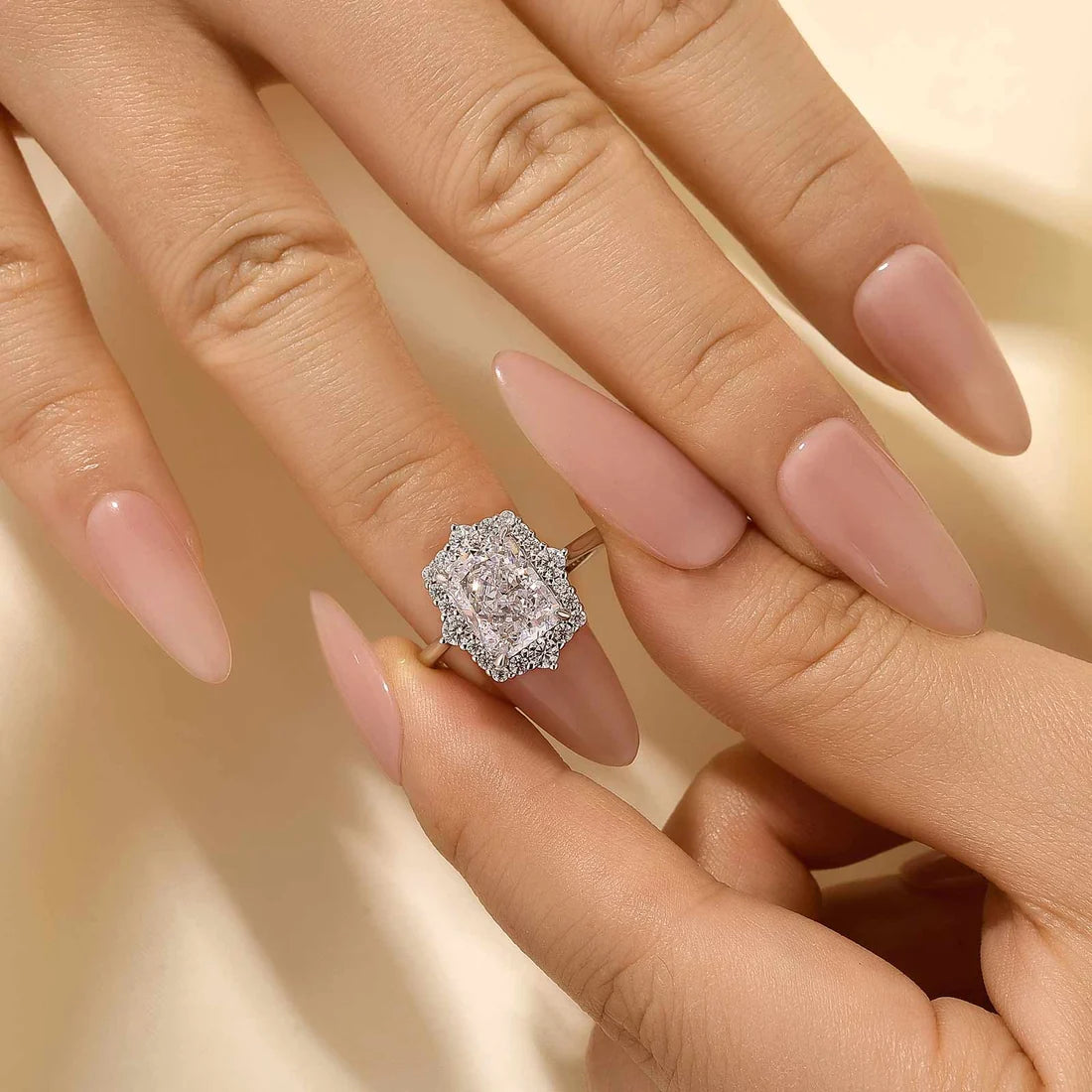 Three Stone Radiant Cut Wedding Set