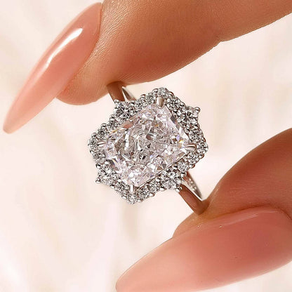 Three Stone Radiant Cut Wedding Set