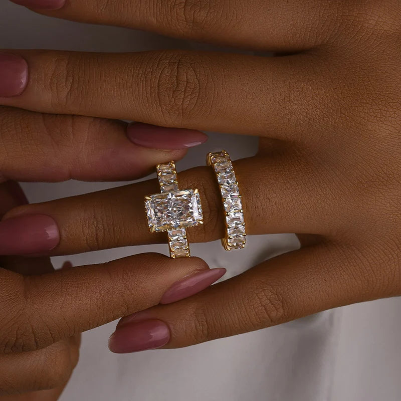 Radiant Cut Engagement Ring Set