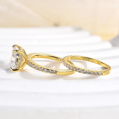 Cushion Cut White Sapphire Wedding Set