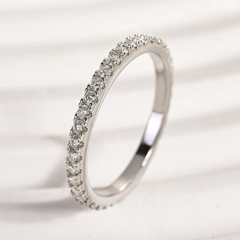 Round Cut Classic Full Eternity Thin Wedding Band