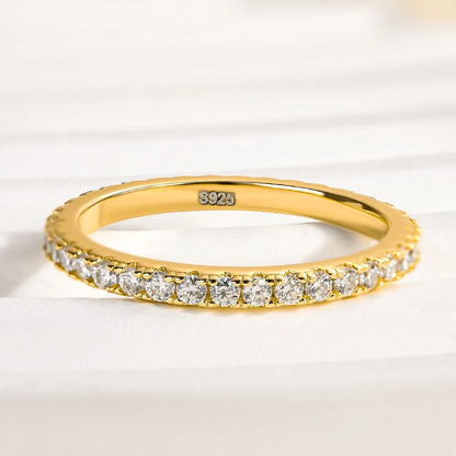 Round Cut Classic Full Eternity Thin Wedding Band