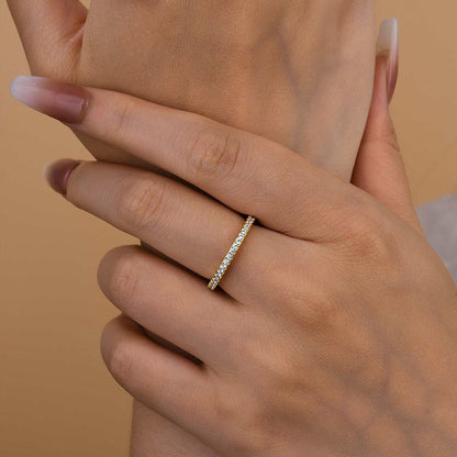 Round Cut Classic Full Eternity Thin Wedding Band