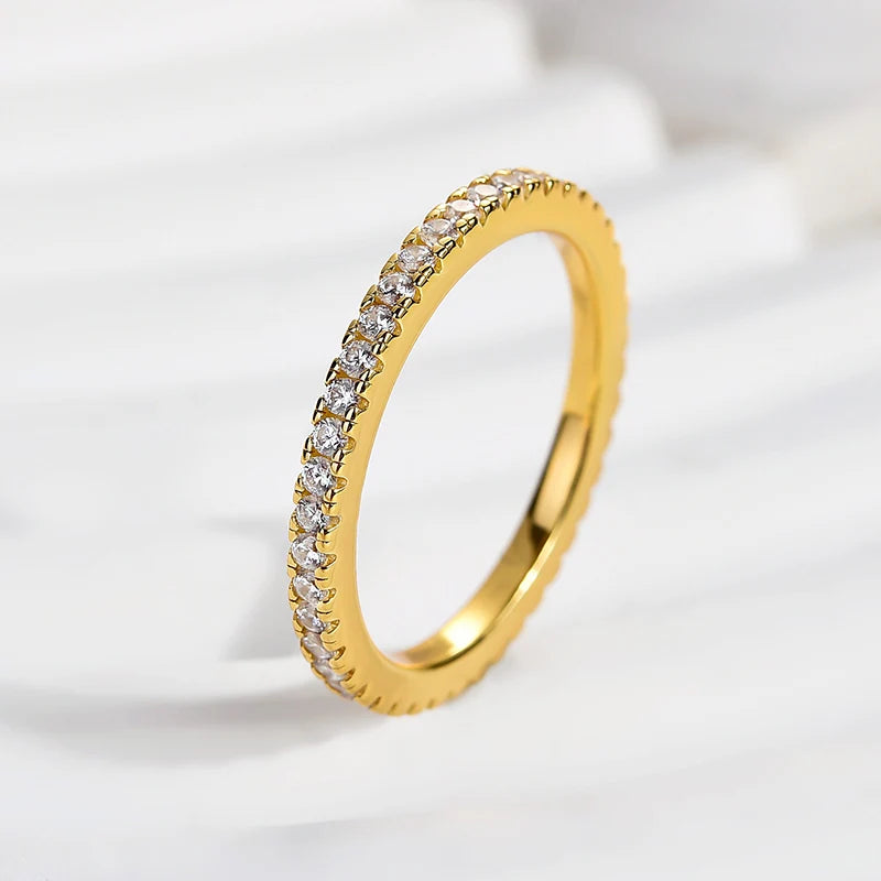 Round Cut Classic Full Eternity Thin Wedding Band