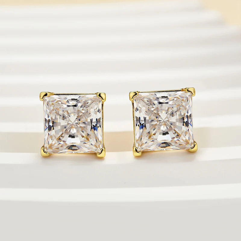 Classic Square Princess Cut Stud Earrings