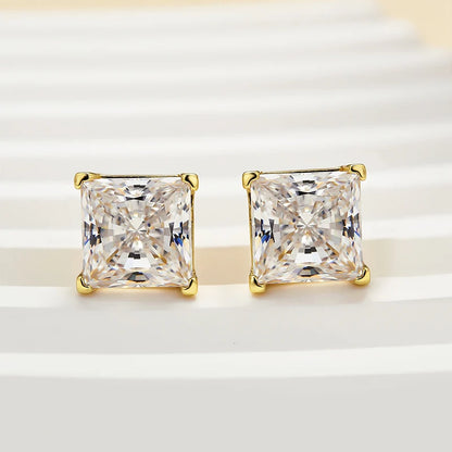 Classic Square Princess Cut Stud Earrings