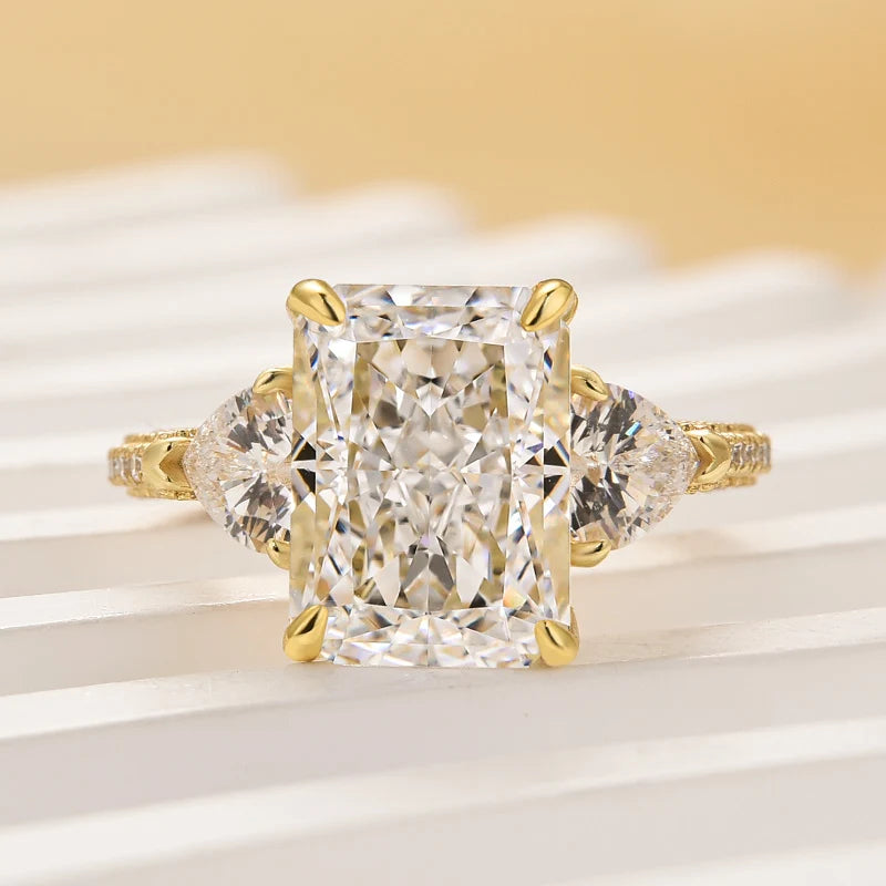 Radiant Cut Three Stone Engagement Ring